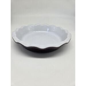 Emilie Henry 9 Inch Ruffled Dish White Wine Burgandy Eggplant